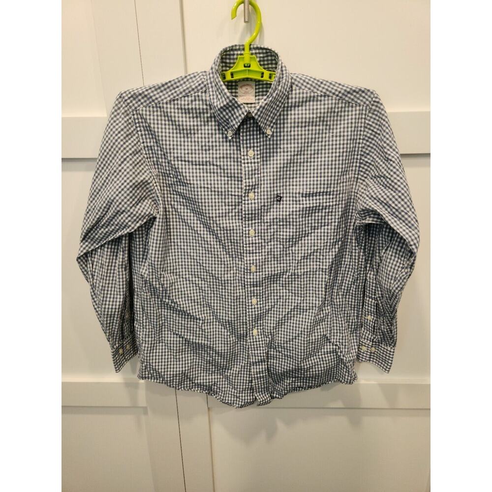 Brooks Brothers Shirt Mens Medium Blue Check Long Sleeve 346 Business Preppy Dad